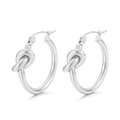 Elegant silver French vintage C-shaped knot earrings with a polished metallic finish - Style J Knot Design (KE110348-KFC)
