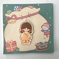 Cute cartoon girl acrylic keychain with yellow dress on a festive gift card - Orange Backpack Girl (Acrylic Piece Only)