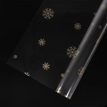 Transparent Christmas cellophane wrap with elegant gold snowflake patterns for gift packaging - Snowflake / Gold