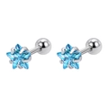 Boucles d'oreilles en acier inoxydable avec cristaux étoiles bleues et fermoir à vis - 3mm Étoile Zircone Bleue (Paire)