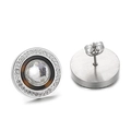 Silver and tortoiseshell resin stud earrings with crystals and sparkling pavé details - Tortoise Crystal Round Silver (KE60175-K)