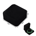 Detailed view of black velvet jewelry box with 9x9x4cm size dimensions and inner padding - Bracelet/Watch Box / Black