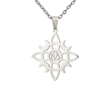 Collier en acier inoxydable argenté avec pendentif nœud celtique géométrique ajouré - Acier Argenté Noeud de Sorcière Lune 1