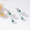Elegant silver stud earrings with 14K gold plating and sparkling green zircon stones - Silver With Green Rhinestone