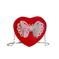 Sac à bandoulière cœur rouge pour filles avec papillon en paillettes et chaîne argent - Rouge