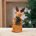Plüsch-Weihnachtsrentier-Flaschenhülle mit roter Nase und grünem Karo-Schal-Dekor - Mittleres rotierendes Rentier Spielzeug