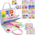 Pink and blue felt busy board for kids featuring alphabet and skill learning puzzles - Flesh Pink 5-Page Style / 44x28cm