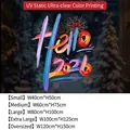 Hello 2026 festive fireworks glass sticker in various sizes for New Year window decor - Small Size【40*50CM】