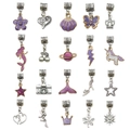 Set of 20 purple enamel alloy pendants with diverse shapes for DIY bracelet making - 20Pcs Purple Series Pendants (V2)