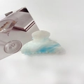 Close-up of starry blue and white marble hair claw clip with shimmering glitter finish - 8cm Square Head / Starry Blue