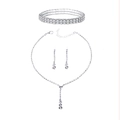 Silver bridal jewelry set featuring rhinestone necklace, drop earrings and bracelet - 2# Silver Rhinestone