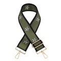 Adjustable green wide bag strap with leopard print star patterns and gold hardware - Army Green