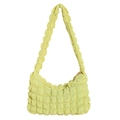 Fashionable lemon yellow popcorn texture cloud shoulder bag with minimalist pleated design - Yellow