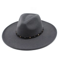 Detail of dark grey wool felt fedora featuring 9.5cm wide brim and silver studded band - M (56-58cm) / Dark Gray