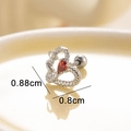 Orecchino a cuore argento con trama a serpente, gemma rossa e chiusura a vite 0,88cm - Chiusura a Sfera con Vite / Argento-Cuore Rosso (Singolo)