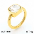 Goud vergulde titanium stalen ring met grote vierkante heldere zirkoonsteen, 11 mm breed - US 6 / Goud Wit