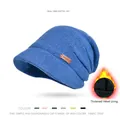 Winter fleecegevoerde slouchy muts voor dames in blauw met warme oorbescherming buiten - Blauw