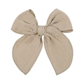 5.4 inch beige jacquard cotton fabric oversized bow hair clip with textured weave - Beige (26)