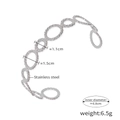 Silver stainless steel open bangle with interlocking twisted rope textured rings - Steel