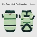 Pull rayé vert en fausse fourrure de vison pour chien avec col à boutons par KIMPETS - S / Rayures vertes
