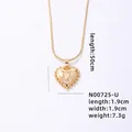 Golden heart pendant necklace with U-letter crystal inlay on a 50cm snake chain - Letter U