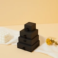 Matte black drawer gift boxes for jewelry storage in four different sizes stacked set - Black