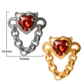 Herz-Ohrringe aus Edelstahl mit rotem Kristall und Kette in Gold- und Silberoptik - #8 (Kettenherz) / 0.8x6x3mm / Silber