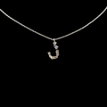 Silver letter J pendant necklace with colorful cubic zirconia inlays for women - Letter J / Silver