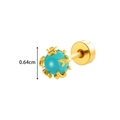 Single turquoise stone screw back earring with gold coral prong setting 0.64cm - Coral & Turquoise Style (940-3# Gold)