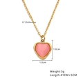 Detailansicht der rosa Herz-Anhänger-Halskette mit Maßen und goldener Gliederkette - Gold