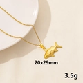 Golden fish-shaped pendant necklace in 18K plated stainless steel, size 20x29mm - Fish / Gold