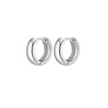 Pair of small silver hoop earrings in polished finish with secure hinged closure - Silver