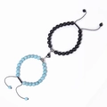 Close-up of heart magnet connectors on turquoise and matte black stone bracelets - Turquoise + Matte Stone