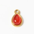 Roter Naturstein-Anhänger in Tropfenform mit goldenem Edelstahlrahmen für DIY-Schmuck - Klein / 1# Rot