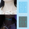 Luminous angel necklace temporary tattoo sticker in dark blue glow effect, JSN-021 - JSN-021 (Luminous Angel Stars)