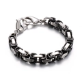 Bracelet byzantin robuste pour homme en acier inoxydable contrasté argent et noir - Bicolore Noir (KB162552-Z)
