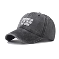 Vintage gray washed cotton baseball cap with white coordinator graphic text on front - Adjustable / Black