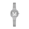 Orologio da donna quadrato in argento con lunetta in strass e cinturino intrecciato - Argento Classico