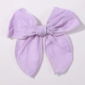 4.5 inch lavender purple linen hair bow clip for girls with elegant woven texture - Purple