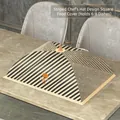 Square striped mesh food cover for 6-8 dishes with cooking happiness logo in modern gray - Rectangular 50*70cm / Striped Chef Hat