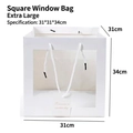 White square gift bag with transparent window and cotton handles, size 31x31x34cm - Extra Large Square Window Bag 31*31*34