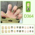 Faux ongles dégradés vert citron avec motifs citron et coeurs 3D en kit de 24 pièces - Style Cœur Dégradé Vert Citron Frais (D364)