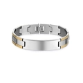 Silver and gold dual-tone stainless steel men's bracelet with custom engravable plate - Style 7 / Two-tone (Gold & Silver)