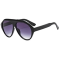 Oversized trendy aviator sunglasses with black frame and purple gradient lenses - Bright Black Double Grey (C01)
