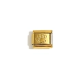 Italienischer Modul-Anhänger aus 18K vergoldetem Edelstahl mit geprägtem Pfotenmuster - Gold Pfotenabdruck Stil (Gold-2)