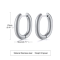 Polished silver stainless steel oval hoop earrings with 9.3g weight and secure clasp - Silver Chunky Oval Hoop Earrings