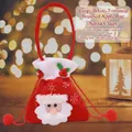 Red velvet Santa Claus gift bag with embroidery, 36cm height including handle - Large Velvet Style / 24x19.5cm / Flannel Drawstring Santa