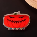 Pince à cheveux citrouille d'Halloween avec effet holographique orange et motif de visage - Grande Citrouille Maléfique Iridescente