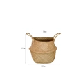 Foldable seagrass planter basket with handles, top 25cm, height 27cm, width 32cm - Large (Diameter 25cm Belly 32cm) / Original Color