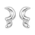 Elegantes pendientes de botón geométricos retorcidos e irregulares en plata pulida - Estilo Aerodinámico Irregular (MS-486 Steel Color) / Color Acero